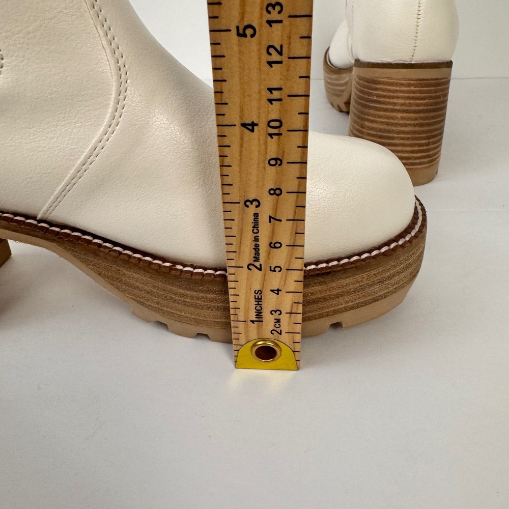 Oasis Society Aubrey Boot Women 8 White Platform Lug Sole Ankle Block Heel - Picture 9 of 14